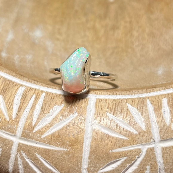 NWOT Natural Raw Ethiopian Opal 925 Sterling Silver Ring - Picture 2 of 16